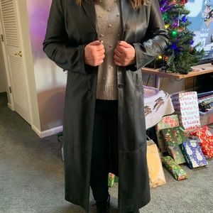 Black Full Length Leather Coat